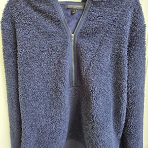 Banana Republic Blue Fleece Half Zip Hooded Womens Pullover Sz Med